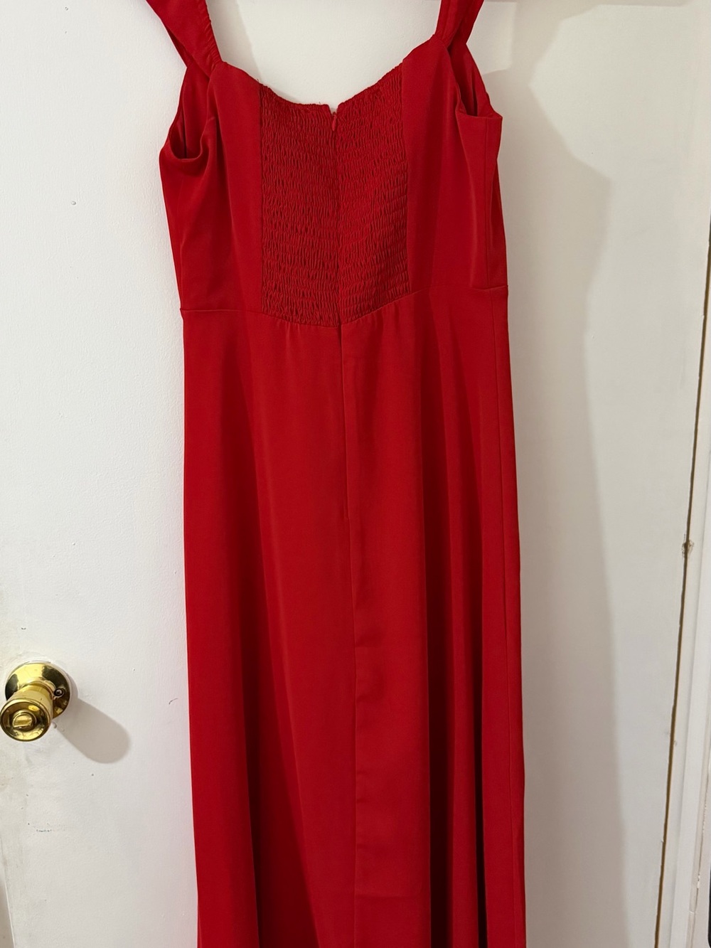 RIHOAS Red Smocked Bodice Midi Dress